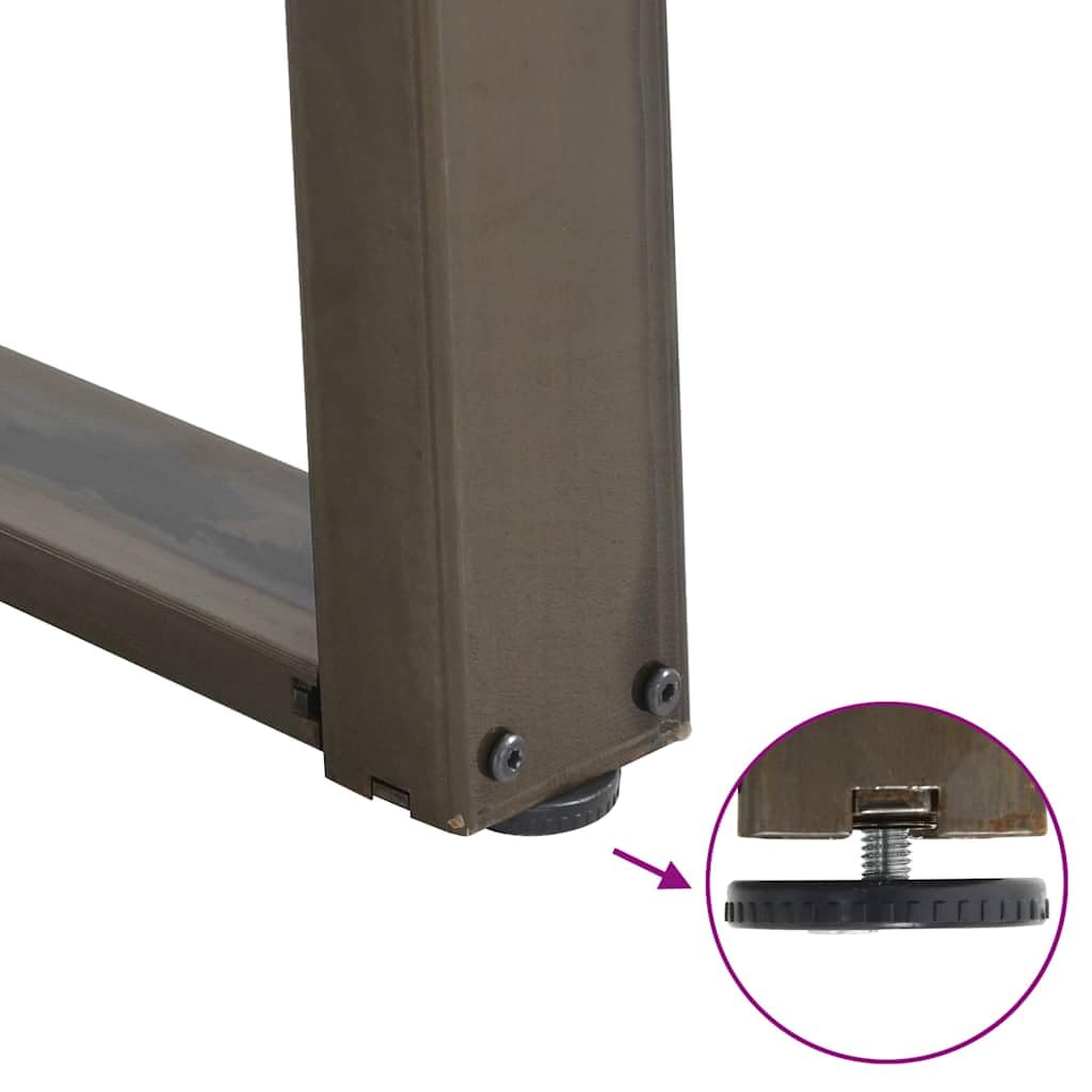Nogi do konsoli stołowej 2 sztuki ze stali naturalnej 28 x 72-73 cm | Regulowane nóżki, 80 stopni nachylenia, wspornik narożny zapobiegający przewróceniu, śruby w zestawie