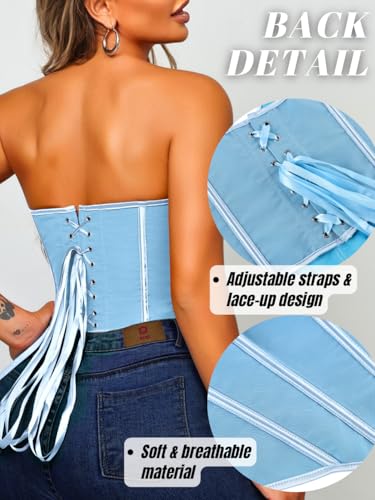 Image of ChiaoLezhee Heart Corset Top For Women, Sexy Concert Outfits Going Out, Strapless Crop Top, Overbust Bustier