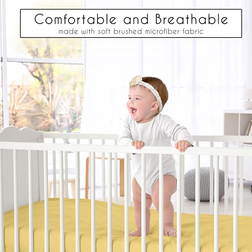 Image of Sweet Jojo Designs 3-Piece Baby Crib Sheets Set (White and Yellow Boho Sun) for Girls /Boys, Infant Nursery, Toddler Room - Fitted, Standard Size (Solid Mustard & Pumpkin Orange Bohemian, Celestial)