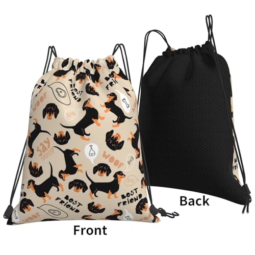 YOFIEN Dackel 3 Wasserfester Rucksack mit Kordelzug für Damen und Herren, Sport- und Fitnessstudio-Sackpack