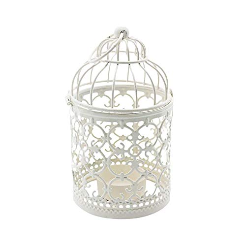 Lanterne de Cage à Oiseaux Suspendue en métal Blanc Shiwaki, centres de Table décoratifs Vintage de Mariage et fête, bougeoir Festival, décoration de la...