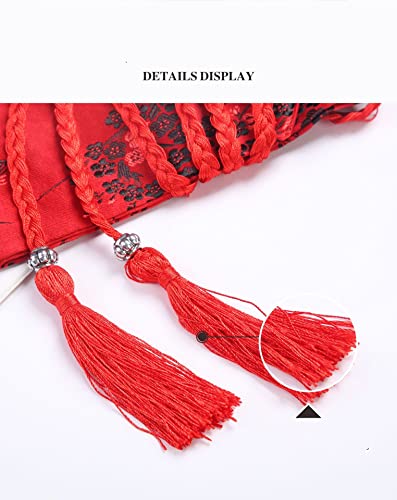 FAD-4U Womens Kimono Obi Belt Japanese Style Embroidered Wide Waistband Girdle with Tassel Yukata Robe Accessories4