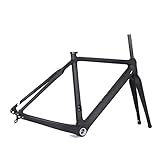 cyclocross carbon rahmen Material: T800 Kohlefaser yyqxhly Carbon Cyclocross Fahrradrahmen Carbon CX Flat Mount Disc Fahrradrahmen Cyclocross Disc Rahmen mit durch Axle142 * 12 Kies Fahrrad,Black Glossy,54cm