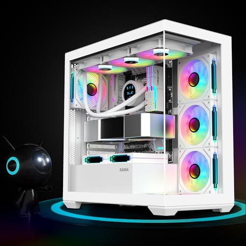 SAMA PC CASE ATX 4 ARGB Fans Pre-Installed, Type-C Mid Tower