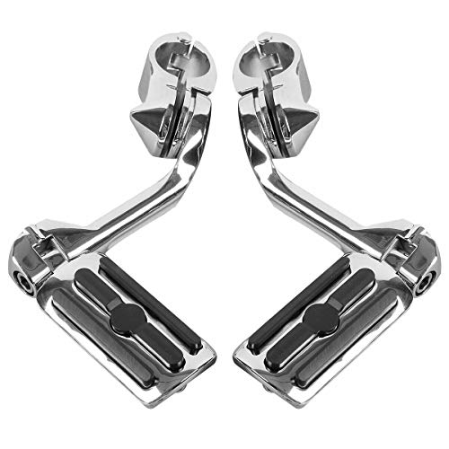 TCMT 1.25" Highway Foot Pegs Footpeg Footrest Fits For Harley Davidson Touring Softail Dyna Sportster 1 1/4" Engine Guard Bar (Chrome)