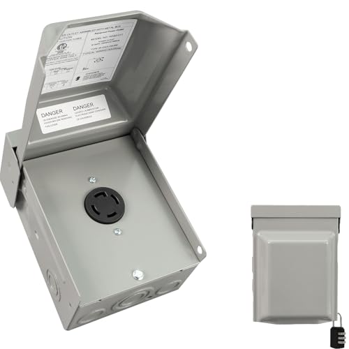 HIITIO 30 Amp NEMA L14-30R Power Outlet Box 125/250 Volt Heavy Duty Lockable Weatherproof Outdoor Electrical Panel Outdoor Receptacle for EV Generator Trailer Motorhome ETL Listed HDS2-011