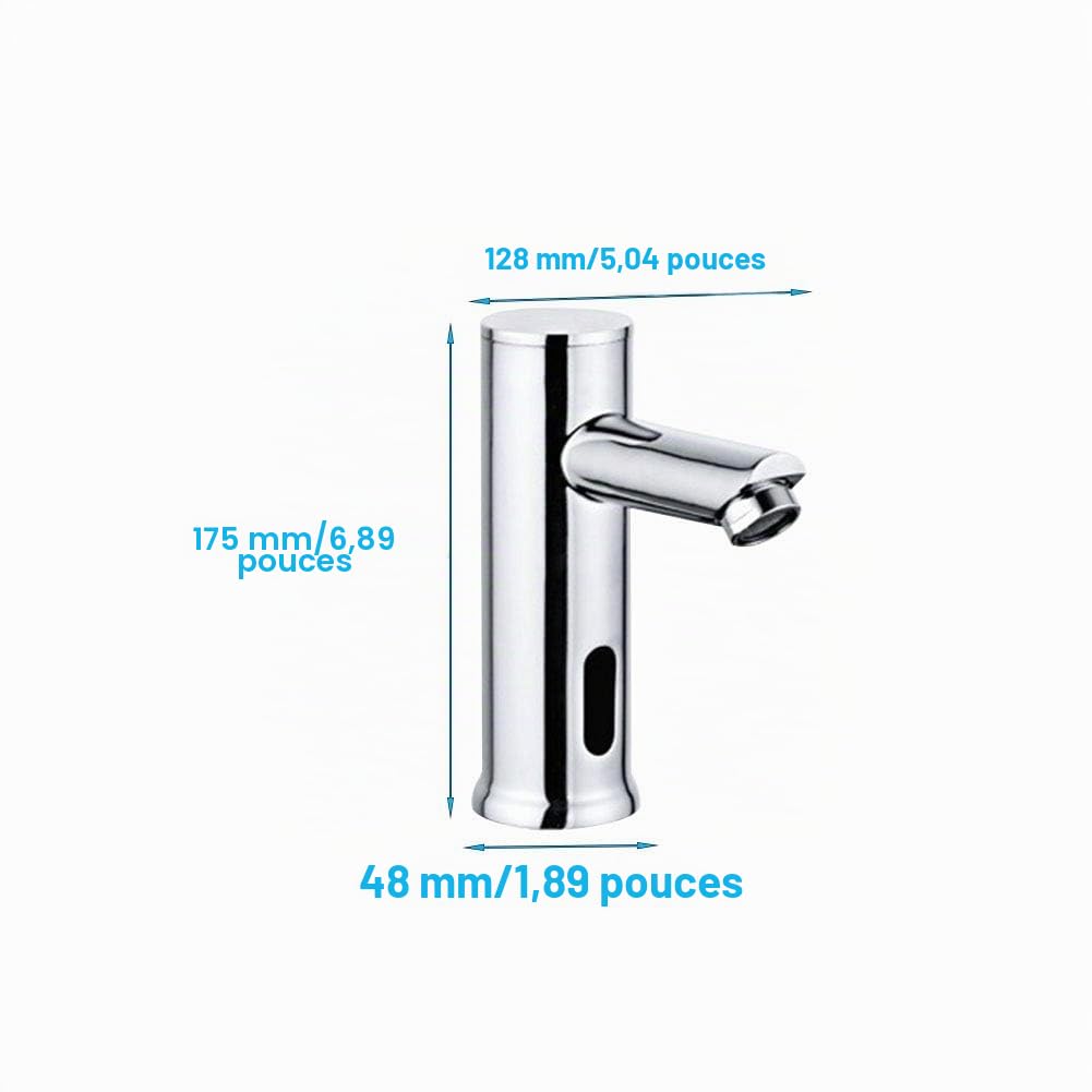 Robinet de lavabo à capteur automatique alimenté par piles en laiton