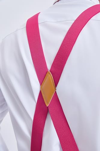 Image of HISDERN Bow Tie and Suspenders for Men Elastic X-Back Suspender and Bowtie Set Adjustable Braces for Wedding Tuxedo