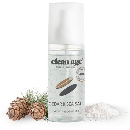 Clean Age - Aluminum Free Deodorant & Body Spray for Whole Body - Cedar 4oz - Clean Deodorant and Body Spray for Teen Boys and Girls - With AHA Fights Body Acne-Formula Specific Body Spray for Teens