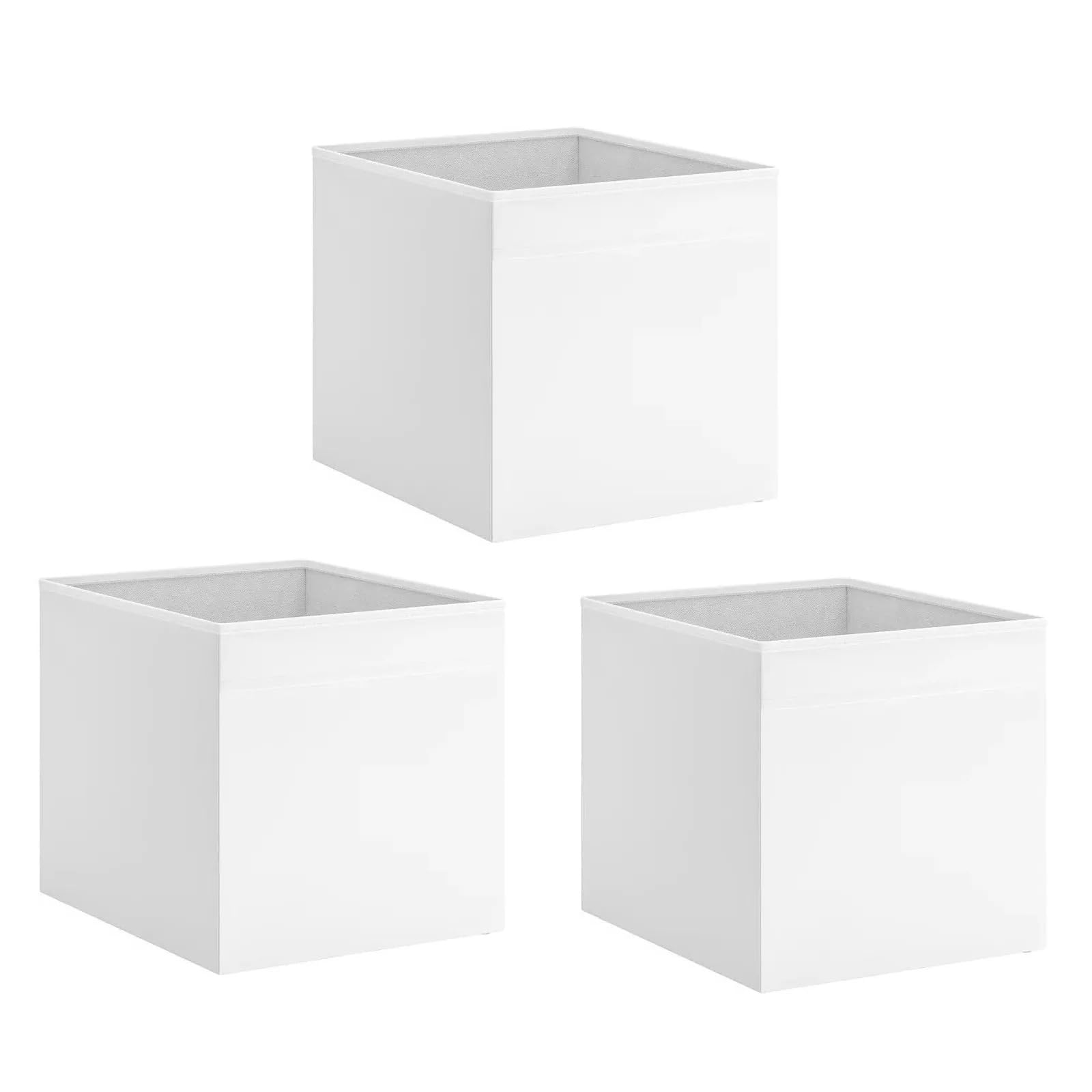DRONA Storage Box, Foldable Fabric Container, organise socks, belts and jewellery in your wardrobe or chest of drawers Camping Caravan Living Area Organizer Storage Box Inserts (DRONA WHITE, 3)