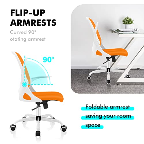 Kerdom Office Chair, Ergonomic Desk Chair, Breathable Mesh Computer Chair, Comfy Swivel Task Chair With Flip-Up Armrests And Adjustable Height Blue #TOP1