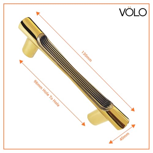 Image of VOLO Wardrobe Cabinet Handle - Sleek Pull Handle for Drawers, Wardrobes, Sliding Doors, and Cabinets in Kitchen, Bedroom, and Office (R-241) (1, Antique Gold, 96MM (4 Inch))