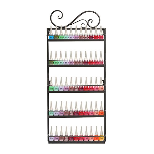 Dazone Nail Polish Wall Mounted Rack Organizer Holds 50 Bottles Nail Polish Shelf Black #TOP9