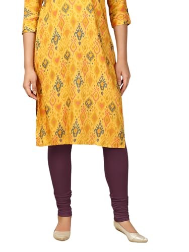 Image of Lux Cozi PYNK Solid Premium Cotton Lycra Churidar Leggings for Women | Regular Fit Elastic Waist Full Length Women Leggings | Free Size