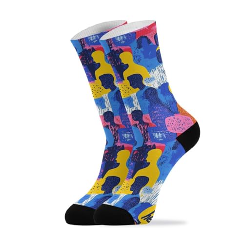 Yoogain People Silhouette Art Street - Calcetines cálidos para correr, paquete de 4 calcetines casuales que absorben la humedad (2 pares)