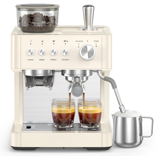 COWSAR (2026) Cafetera Expresso Express de 15 bar con espumador de leche, barra de vapor y limpiador de mortero, cafetera comercial con capuchino