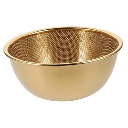 HOLIDYOYO 1 Juego Drenaje colador cesta de drenaje para alimentos verdura pantalla arroz con tamices Fiesteros Arroz de lavado de malla fina Acero inoxidable Golden