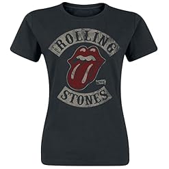 The Rolling Stones 1978 Femme T-Shirt Manches Courtes Noir S 100% Coton Regular/Coupe Standard - Les Beatles, Paul McCartney, John Lennon, RIngo Starr, George Harrison