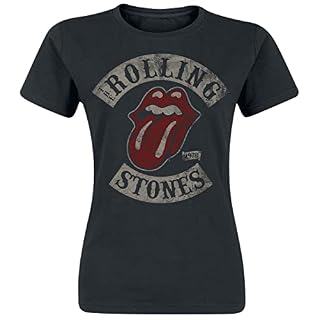 The Rolling Stones 1978 Femme T-Shirt Manches Courtes Noir S 100% Coton Regular/Coupe Standard - Les Beatles, Paul McCartney, John Lennon, RIngo Starr, George Harrison