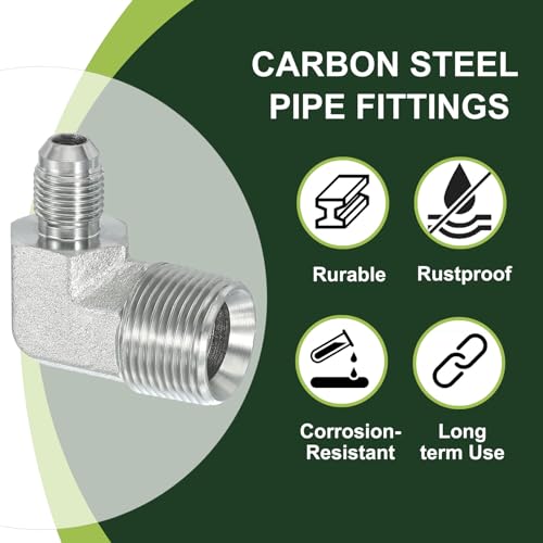 Image of PATIKIL 90 Degree Pipe Adapter, 9 /16 inch Male 37 Flare JIC x 3 /4 inch BSPT Male Connector Carbon Steel Elbow Fitting for Air Hydraulic Fluid Fuel Water Oil, Silver