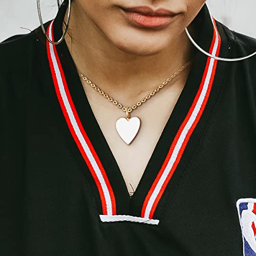 Heart Necklaces For Women,14K Gold Plated Trendy Preppy Jewelry Hot Pink Necklace,Cute Gold Dainty Necklace For Women Girls 16+2 Inches (2Pcs Rose Pink + White) #TOP2