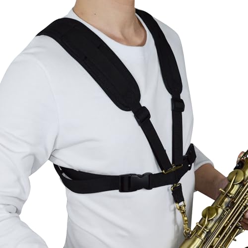 adorence Harnais Saxophone, Sangle pour Saxophone - Noir H05, Medium