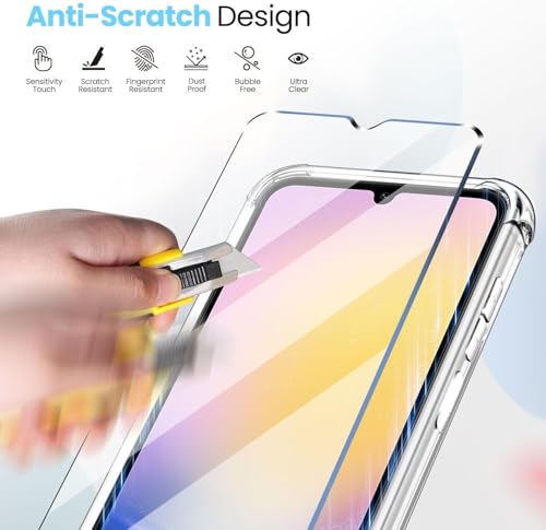 New&Teck Cover per Samsung Galaxy A25 5G + 2 Vetro temperato Protezione Schermo, Custodia in Silicone TPU Morbido, Antiurto con Angoli rinforzati Protezione Chiara (trasp
