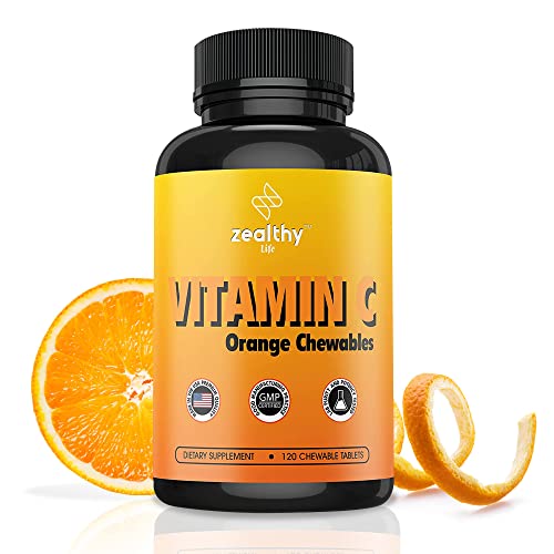 Vitamin C Chewables – 500mg Orange Flavor, Immune Support & Antioxidant Supplement, 120 Count | Zealthy Life