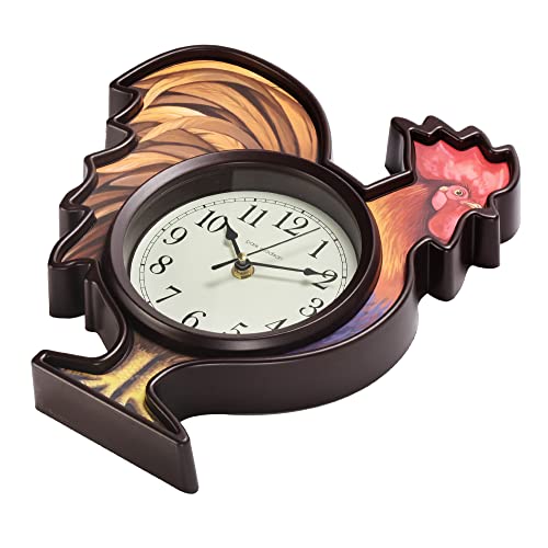 Park Madison 12 Inch Vintage Farmhouse Kitchen Wall Clocks Battery Operated Rooster Quartz Clock For Dinning Living Room Decor, Silent Movement #TOP2