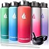 HYDRO CELL Stainless Steel Insulated Water Bottle with Straw - For Cold & Hot Drinks - Metal Vacuum Flask with Screw Cap and Modern Leakproof Sport Thermos for Kids & Adults (Teal 40oz)