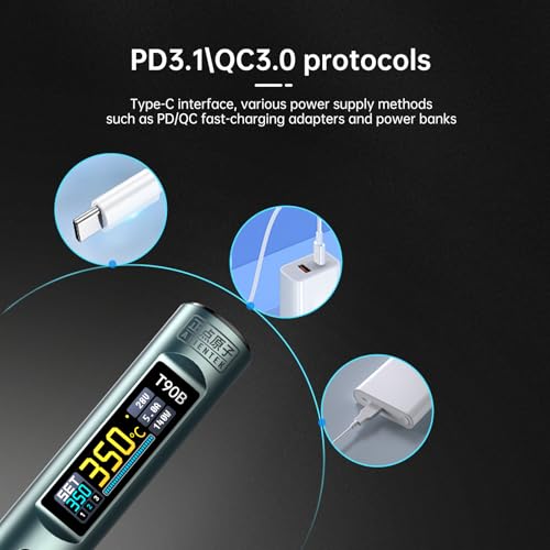 Fer à souder numérique T90 140W portable Type-C avec écran OLED - 7