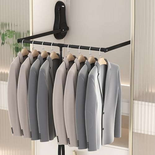 Tringle à vêtements rabattable pour optimiser les armoires hautes