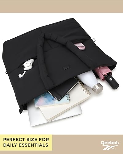 Image of Reebok Womens Tote Bag - Large Lightweight Puffer Travel Tote with Zipper - Carry On Shoulder Bag Work Bags for Women
