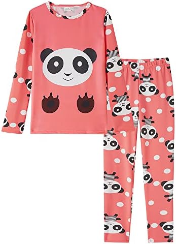 MyFav Children Girl Pajama Long Sleeve Sleepwear Cute Big-Eye Panda Nightclothes (1-Red Panda, 14 Years)