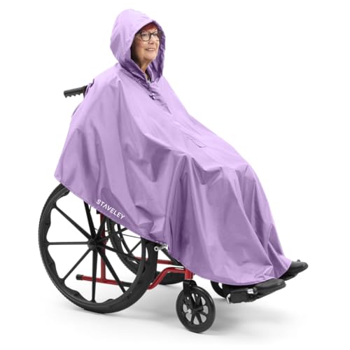 Staveley Wheelchair Rain Cape Poncho Waterproof | Unisex Lightweight Adult Mobility Rain Cape | Protection for Wheelchair & Electric Wheelchair Users (Lilac)