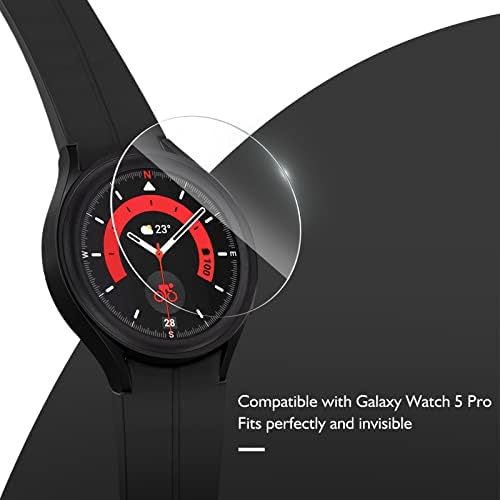 RIOVO (4 Pack) Screen Protector Compatible with Samsung Galaxy Watch 5 Pro 45mm (not for 44mm/40mm), Tempered Glass Screen Protection Cover for Galaxy 2022 New Version Watch 5 Pro 45mm
