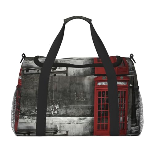Sac de week-end imprimé britannique grand volume pour voyage et gym noir