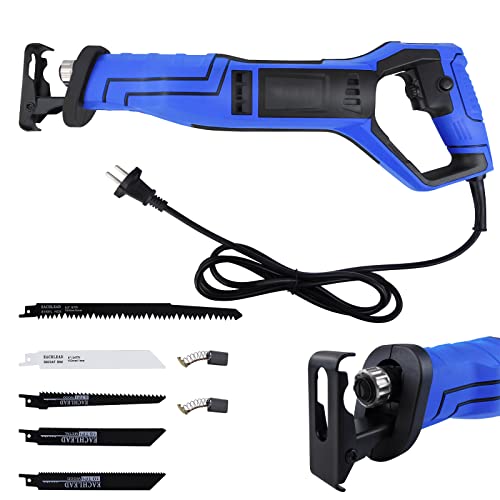 Sierra de sable, 900 W universal eléctrica de 2800 RPM, longitud de carrera 28 mm, sierra eléctrica de cola de zorro con 5 hojas de sierra para madera, metal y plástico, cambio de hoja de sierra sin