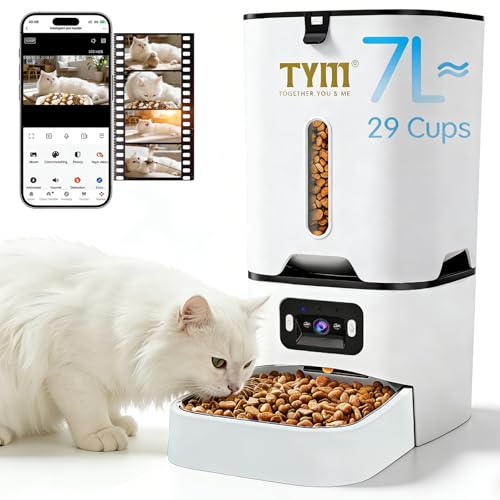 TYM Automatic Cat Feeder with Camera, 5G WiFi Timed Automatic