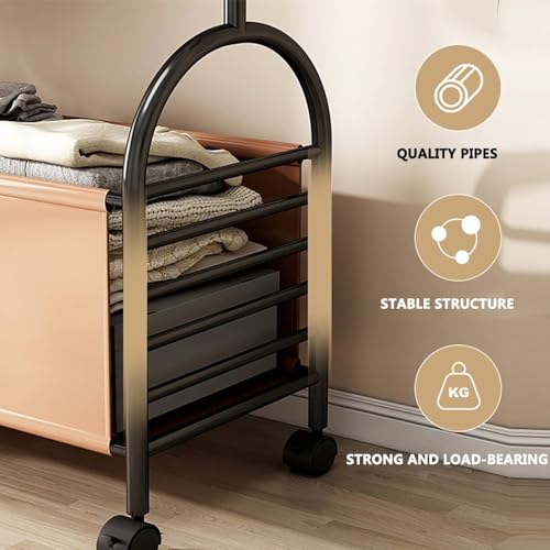 Portant à vêtements robuste avec étagère meuble de rangement 60 à 100 cm