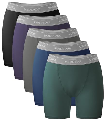 BAMBOO COOL Womens Boxer Briefs Boy Shorts Underwear Soft Stretch Panties for Women, 5-Pack