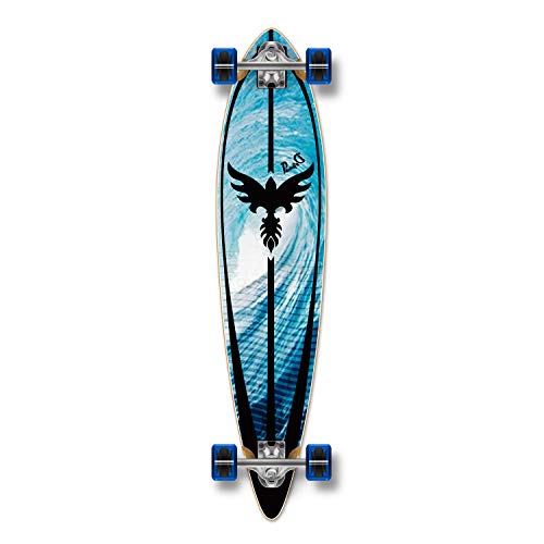YOCAHER Blank Complete Longboard Pintail Skateboard - Tsunami