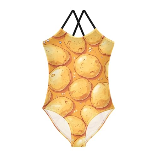 Cute Potatoes Yellow Kids Swimsuits 1-Piecing Bathing Suits Swimsuits for Teen Girls Beach Swimwear 3T