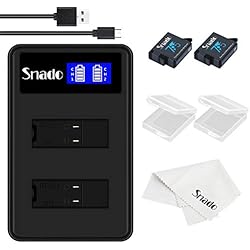 Bateria Gopro 6 Black Snado 2 Baterías con Cargador de 2 Canales 1220 mAh Baterías de Repuesto para Gopro Hero 2018 Black Hero 7/6/5 Original Hero 5 Nero AHDBT-501