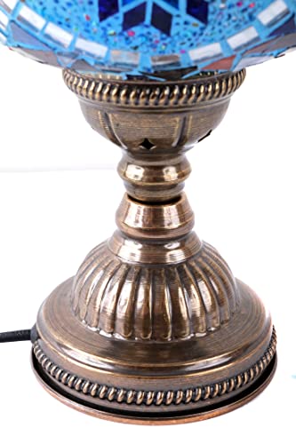 Asylove Turkish Table Lamp, Mosaic Desk Lamp Moroccan Globe Lamp Standing Lamp Bedside Lighting, 7 Inch Globe - Total Dimensions 7 X 7 X 16 Inch (White) #TOP1
