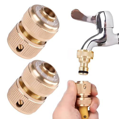 2PCS Brass Hose Fittings Hose Pipe, Metal Hose Connector,Quick Connect Hose Fittings, Outdoor Watering - Heavy Duty Quick Connectors and Tap Adaptors, for Garden, Lawn, Car Washing