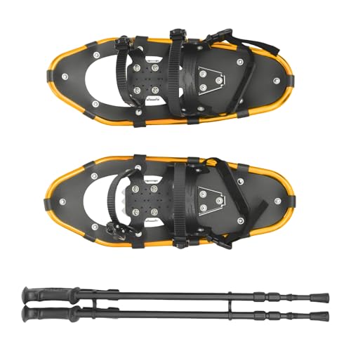 21 Inch Snowshoes with Adjustable Trekking Poles Set, Carry Bag