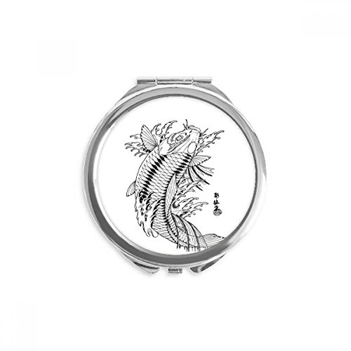 Miroir rond de poche motif mer accessoire maquillage portable mini miroir à la main 2,6" x 2,4"