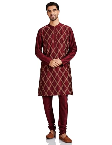 Image of Amazon Brand - Symbol Men Festive Long Regular Fit Kurta & Pyjama Set (2Pcs)