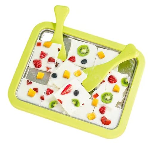 Eiscreme-Rollmaschine, Instant-Edelstahl-Eisrollmaschine mit 2 Schabern, Eismaschine Tablett, Lebensmittelqualität, Soft-Serve-Eismaschine, Eiscreme für Cafés, Dessertläden
